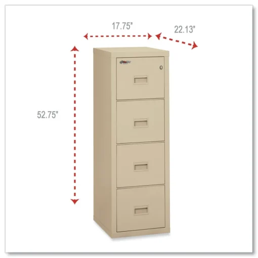 Clearance Compact Turtle 17.75 in. x 22.13 in. x 52.75 in. Insulated Vertical File with 4 Legal/Letter Drawers - Parchment Office Furniture & Lighting