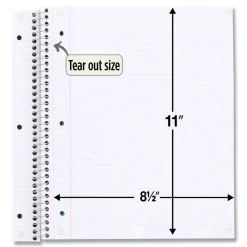 Online 11 in. x 8.5 in. Sheets Medium/College Rule 1-Subject Recycled Notebook - Randomly Assorted Cover Color Paper & Printables