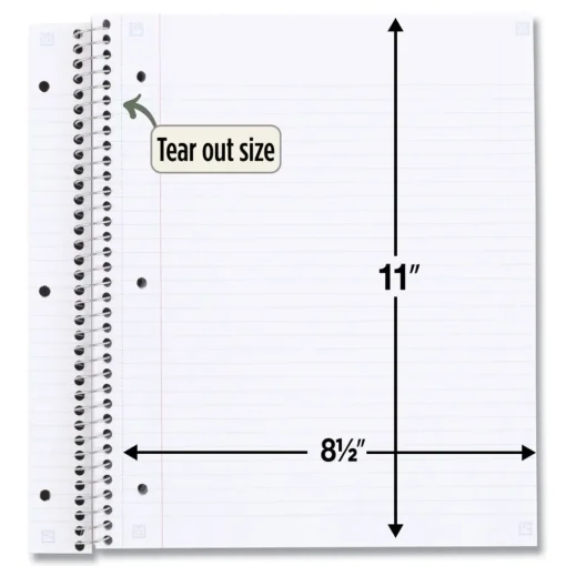 Online 11 in. x 8.5 in. Sheets Medium/College Rule 1-Subject Recycled Notebook - Randomly Assorted Cover Color Paper & Printables