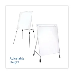 Discount 27.5 in. x 32 in. Adjustable Dry Erase Board - White Surface, Satin Aluminum Frame Office Presentation Supplies
