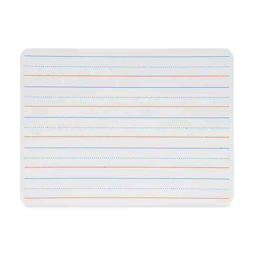 New 12 in. x 9 in. Magnetic 2-Sided Red/Blue Ruled Dry Erase Board - White Surface (12/Pack) Office Presentation Supplies