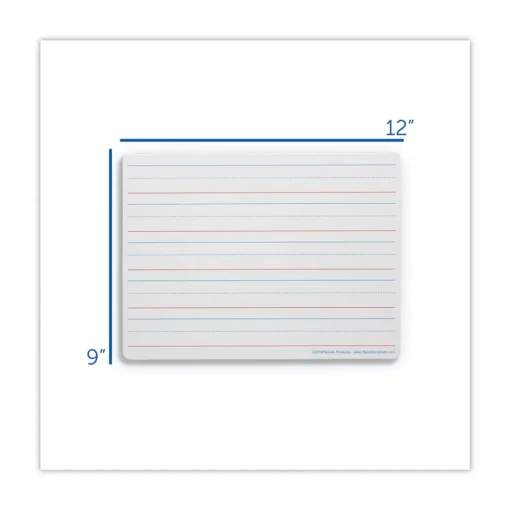New 12 in. x 9 in. Magnetic 2-Sided Red/Blue Ruled Dry Erase Board - White Surface (12/Pack) Office Presentation Supplies