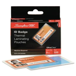 Sale 3.88 in. x 2.63 in. 5 mil UltraClear Thermal Laminating Pouches - Gloss Clear (100/Box) Office Presentation Supplies
