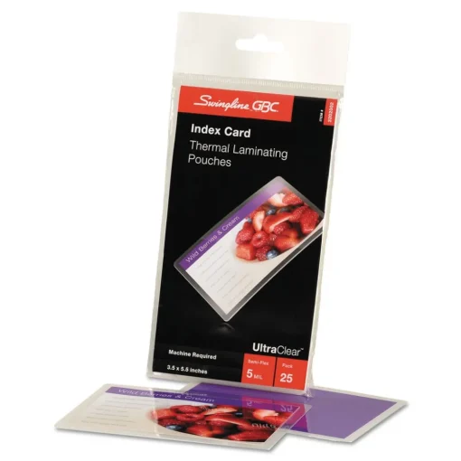 Best UltraClear 5.5 in. x 3.5 in. 3 mil Thermal Laminating Pouches - Gloss Clear (25/Pack) Office Presentation Supplies