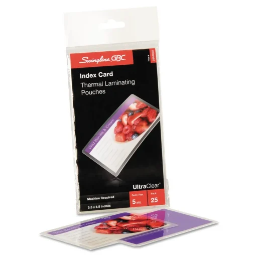 Best UltraClear 5.5 in. x 3.5 in. 3 mil Thermal Laminating Pouches - Gloss Clear (25/Pack) Office Presentation Supplies