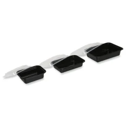 Best 7.48 in. x 5.03 in. x 2.48 in. 24 oz. Plastic Microwavable Food Container with Lid - Rectangular Black/Clear (150/Carton) Tabletop And Serveware