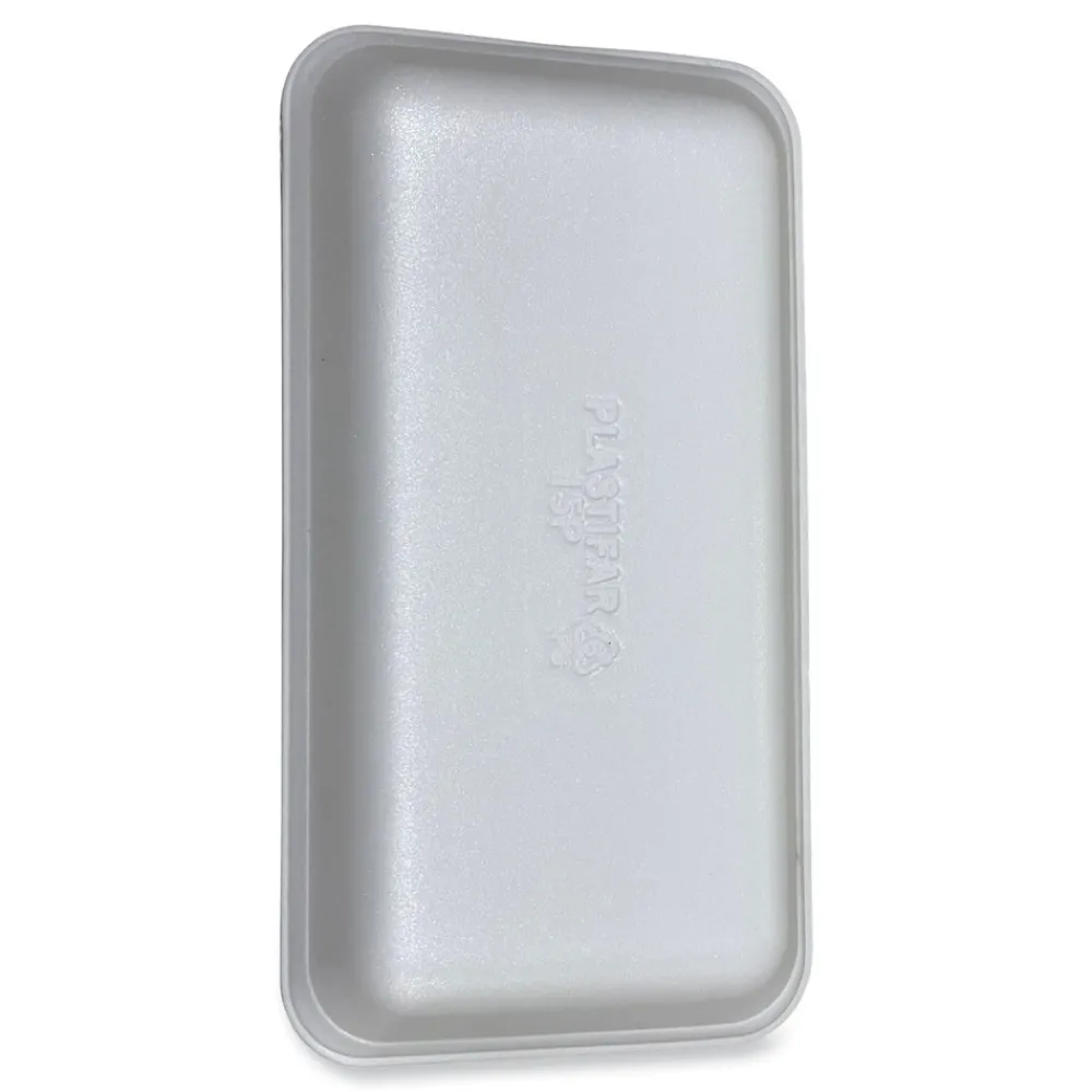 15PWH 14.44 in. x 7.88 in. x 1.37 in. #15P Meat Trays - White (200/Carton) Tabletop And Serveware