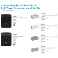 New Pacific Blue 7.87 in. x 1,150 ft. 1-Ply Ultra Paper Towels - Natural (3/Carton) Paper & Dispensers