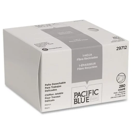 Best AccuWipe 4.5 in. x 8.25 in. 1-Ply Recycled Delicate Task Wipers - Unscented, White (60/Carton) Paper & Dispensers