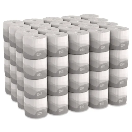 Discount 19881/01 1-Ply Pacific Blue Basic Embossed Septic Safe Bathroom Tissue - White (80 Rolls/Carton) Paper & Dispensers