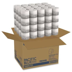 Discount 19881/01 1-Ply Pacific Blue Basic Embossed Septic Safe Bathroom Tissue - White (80 Rolls/Carton) Paper & Dispensers