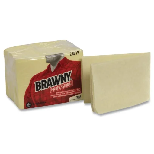 New 17 in. x 24 in. Dusting Cloths Quarterfold - Unscented, Yellow (50/Pack, 4-Packs/Carton) Cleaning & Janitorial Supplies