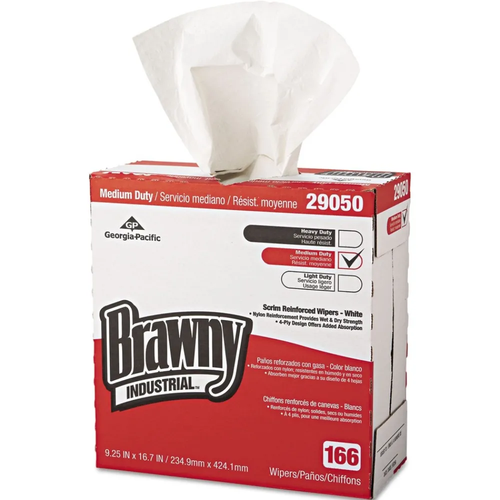 9.25 in. x 16.69 in. 4-Ply Medium Duty Scrim Reinforced Wipers - Unscented, White (166/Box, 5-Boxes/Carton) Cleaning & Janitorial Supplies