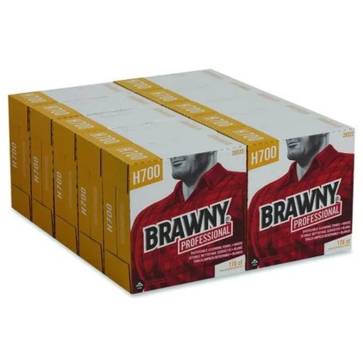 Outlet 9 in. x 12.5 in. Heavyweight HEF Disposable Shop Towels - White (176/Box, 10 Boxes/Carton) Paper & Dispensers