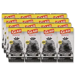 Hot 30 in. x 33 in. 30 gal. 0.81 mil Large Quick-Tie Trash Bags Tie-Flap - Black (10/Box 12 Boxes/Carton) Cleaning & Janitorial Supplies