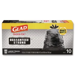 Hot 30 in. x 33 in. 30 gal. 0.81 mil Large Quick-Tie Trash Bags Tie-Flap - Black (10/Box 12 Boxes/Carton) Cleaning & Janitorial Supplies