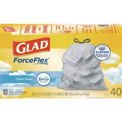 Best ForceFlex 24 in. x 27.38 in. 13 Gallon Kitchen Drawstring Trash Bags - White Fresh Clean Scent (240/Carton) Trash & Waste Bins