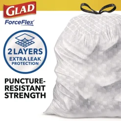Best ForceFlex 24 in. x 27.38 in. 13 Gallon Kitchen Drawstring Trash Bags - White Fresh Clean Scent (240/Carton) Trash & Waste Bins
