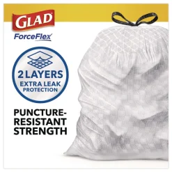 New ForceFlex Kitchen Drawstring Trash Bags, Drawstring, 13 gal, Unscented, 23.47 x 25.38, White, 110 Bags/Box, 3 Boxes/Carton Trash & Waste Bins