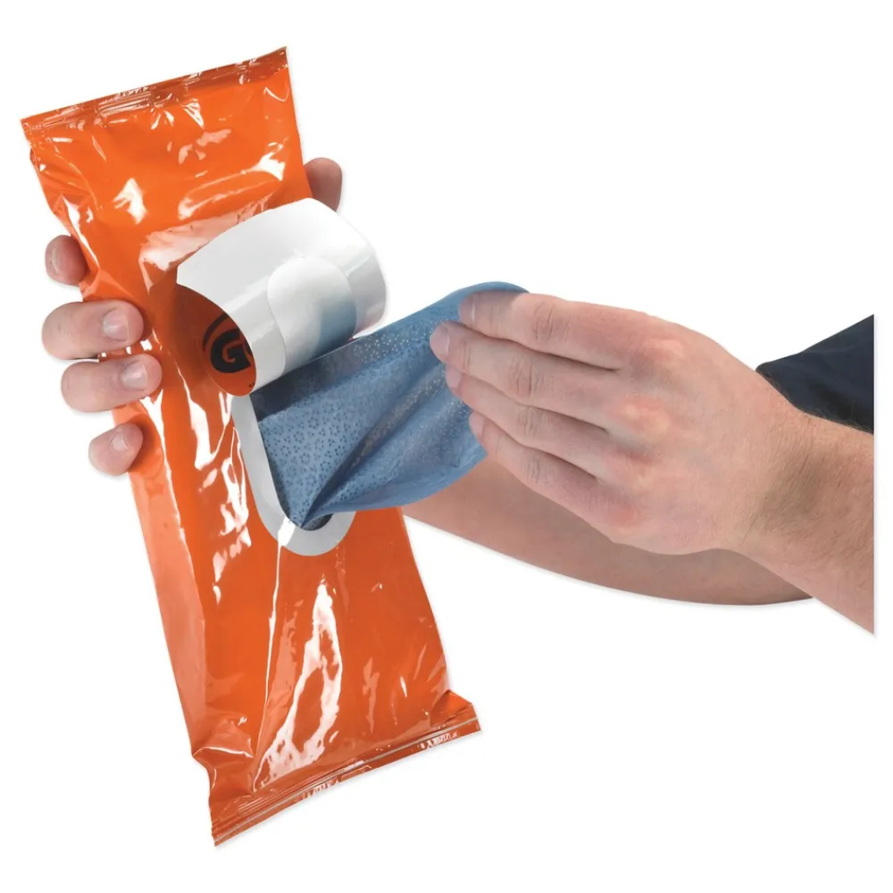 Clearance 7.75 in. x 11 in. 2-Ply FAST TOWELS Hand Cleaning Towels - Fresh Citrus, Blue (6 Packs/Carton) Paper & Dispensers