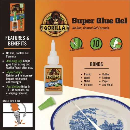 Clearance 0.88 oz Super Glue Gel - Dries Clear Tapes & Adhesives