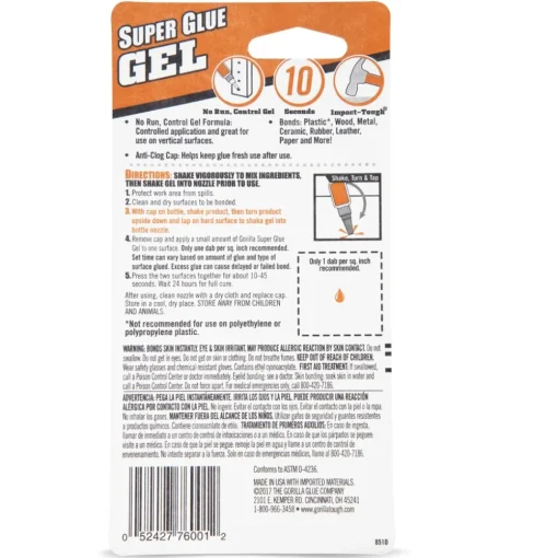 Sale 0.53 oz. Super Glue Gel - Dries Clear (4/Carton) Tapes & Adhesives