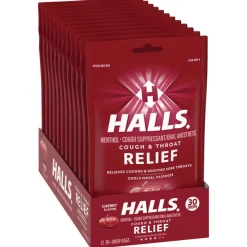 Hot Triple Action Cough Drops - Cherry (30/Bag, 12 Bags/Box) Emergency Response