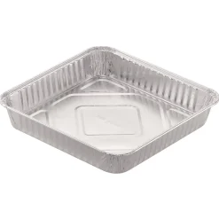 Outlet 4048-35-500 7.88 in. x 7.88 in. x 1.31 in. Aluminum 8 in. Square Cake Pan - Silver (500/Carton) Tabletop And Serveware
