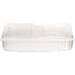 Hot HFA 6093S-250 8 in. x 3 in. x 8.87 in. Handi-Lock Plastic 3-Compartment Food Container - Clear (250/Carton) Tabletop And Serveware