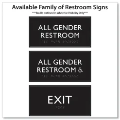 4 in. x 8 in. All Gender Restroom Plastic ADA Sign - Clear/White Floor Signs