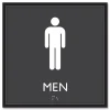 Sale 8 in. x 8 in. Men Plastic ADA Sign - Clear/White Floor Signs