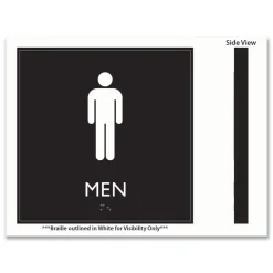Sale 8 in. x 8 in. Men Plastic ADA Sign - Clear/White Floor Signs