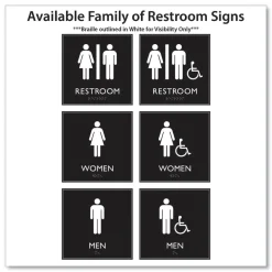 Online 8 in. x 8 in. Unisex Accessible Restroom Plastic ADA Sign - Clear/White Floor Signs