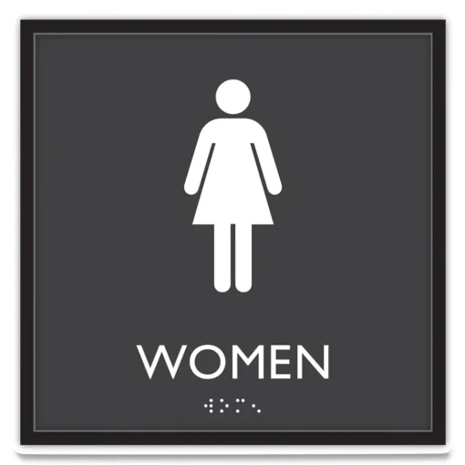 Hot 8 in. x 8 in. Women Plastic ADA Sign - Clear/White Floor Signs