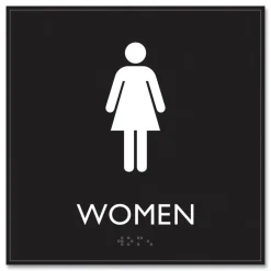 Hot 8 in. x 8 in. Women Plastic ADA Sign - Clear/White Floor Signs
