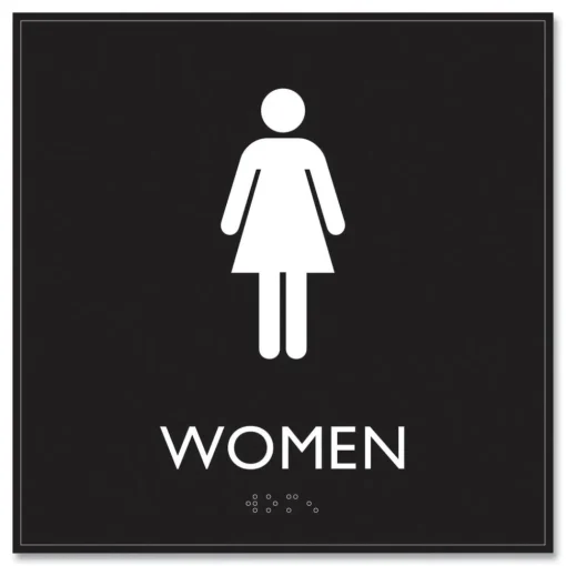 Hot 8 in. x 8 in. Women Plastic ADA Sign - Clear/White Floor Signs