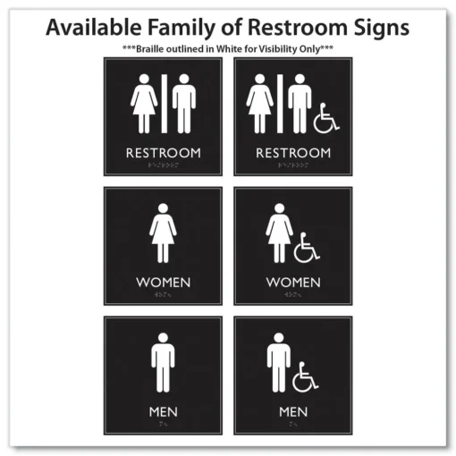 New 8 in. x 8 in. Women Accessible Plastic ADA Sign - Clear/White Floor Signs