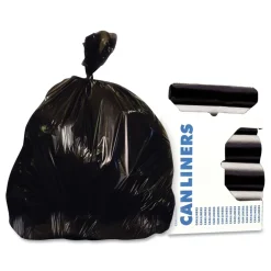 46 in. x 50 in. 1.35 mil 56 gal. Reprocessed Resin Can Liners - Black (100/Carton) Trash & Waste Bins