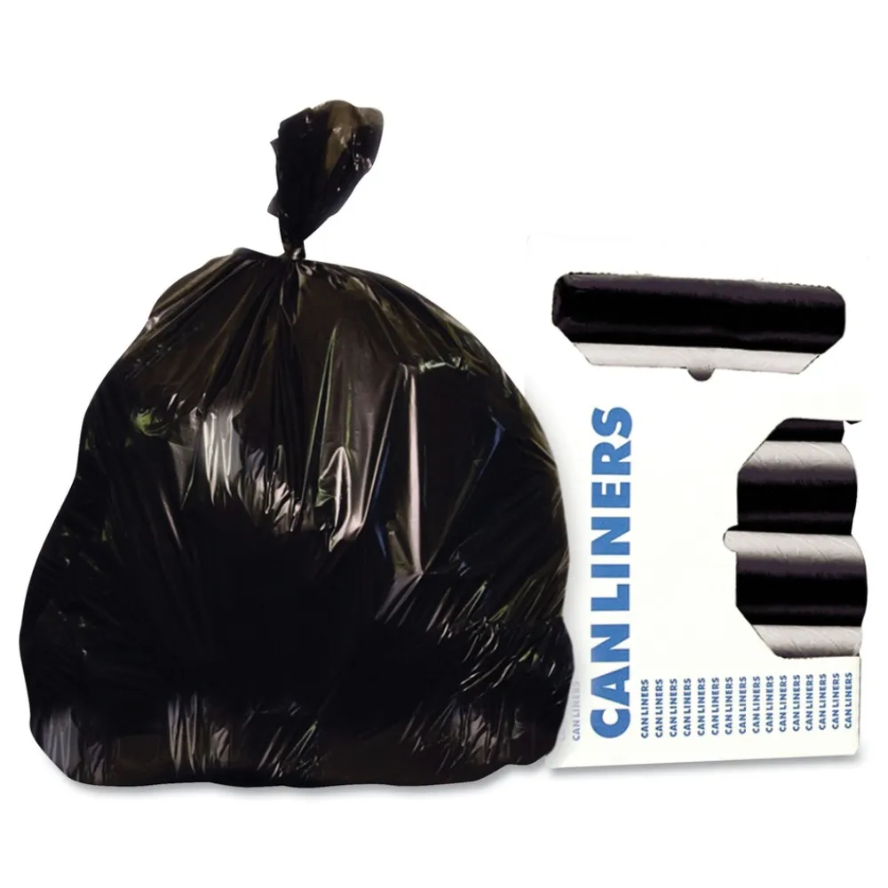 46 in. x 50 in. 1.35 mil 56 gal. Reprocessed Resin Can Liners - Black (100/Carton) Trash & Waste Bins