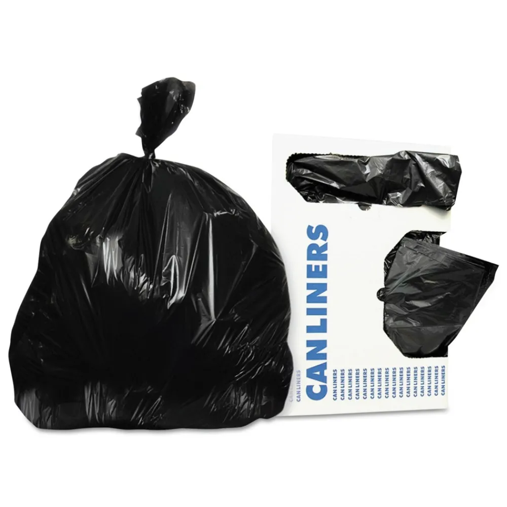 46 in. x 50 in. 1.35 mil 56 gal. Reprocessed Resin Can Liners - Black (100/Carton) Trash & Waste Bins