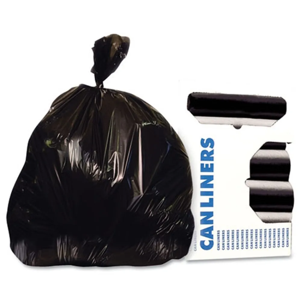 Clearance X8046AK 40 in. x 46 in. 45 Gallon 1.5 mil Reprocessed Resin Can Liners - Black (100/Carton) Trash & Waste Bins