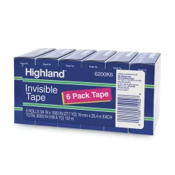 0.75 in. x 83.33 ft. 1 in. Core Invisible Permanent Mending Tape - Clear (6/Pack) Tapes & Adhesives