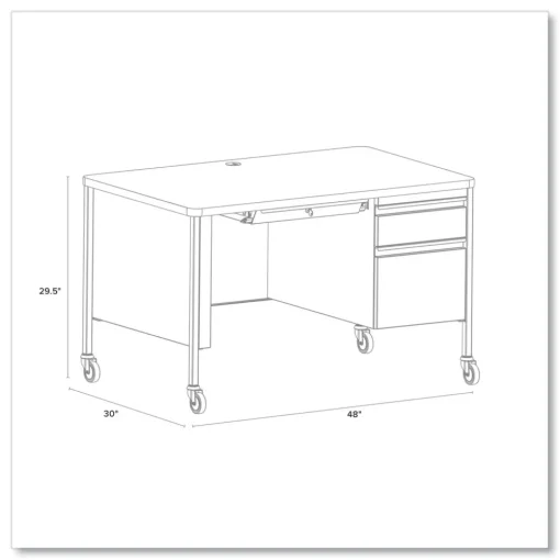 Discount 48 in. x 30 in. x 29.5 in. Right-Hand Pedestal Box/File Drawers Mobile Teachers Pedestal Desks - Walnut/Black Office Furniture & Lighting