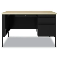 Sale 48 in. x 30 in. x 29.5 in. One Right-Hand Pedestal Box/File Drawers Teachers Pedestal Desks - Maple/Black Office Furniture & Lighting