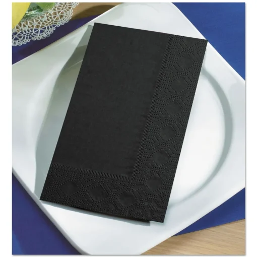 Online 15 x 17 2-Ply Dinner Napkins - Black (1000/Carton) Paper & Dispensers