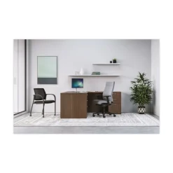 Best 48 in. x 24 in. x 29 in. Reversible (Left or Right) Mod Return Shell - Sepia Walnut Office Furniture & Lighting