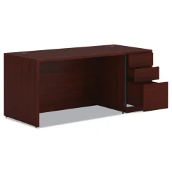 10500 Series 66 in. x 30 in. x 29.5 in. Single Pedestal Desk - Mahogany Office Furniture & Lighting
