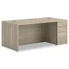 New 10500 Series 72 in. x 36 in. x 29.5 in. Single Full-Height Pedestal Desk - Kingswood Walnut Office Furniture & Lighting