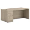 New 10500 Series 72 in. x 36 in. x 29.5 in. Single Full-Height Pedestal Desk - Kingswood Walnut Office Furniture & Lighting