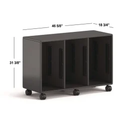 Clearance Class-ifi 46.63 in. x 18.75 in. x 31.38 in. Three-Wide Tote Storage Cabinet - Charcoal Gray Office Furniture & Lighting